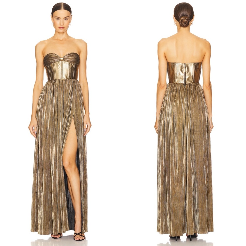 Bronx and Banco Florence Strapless Gown Gold Size Medium NWT